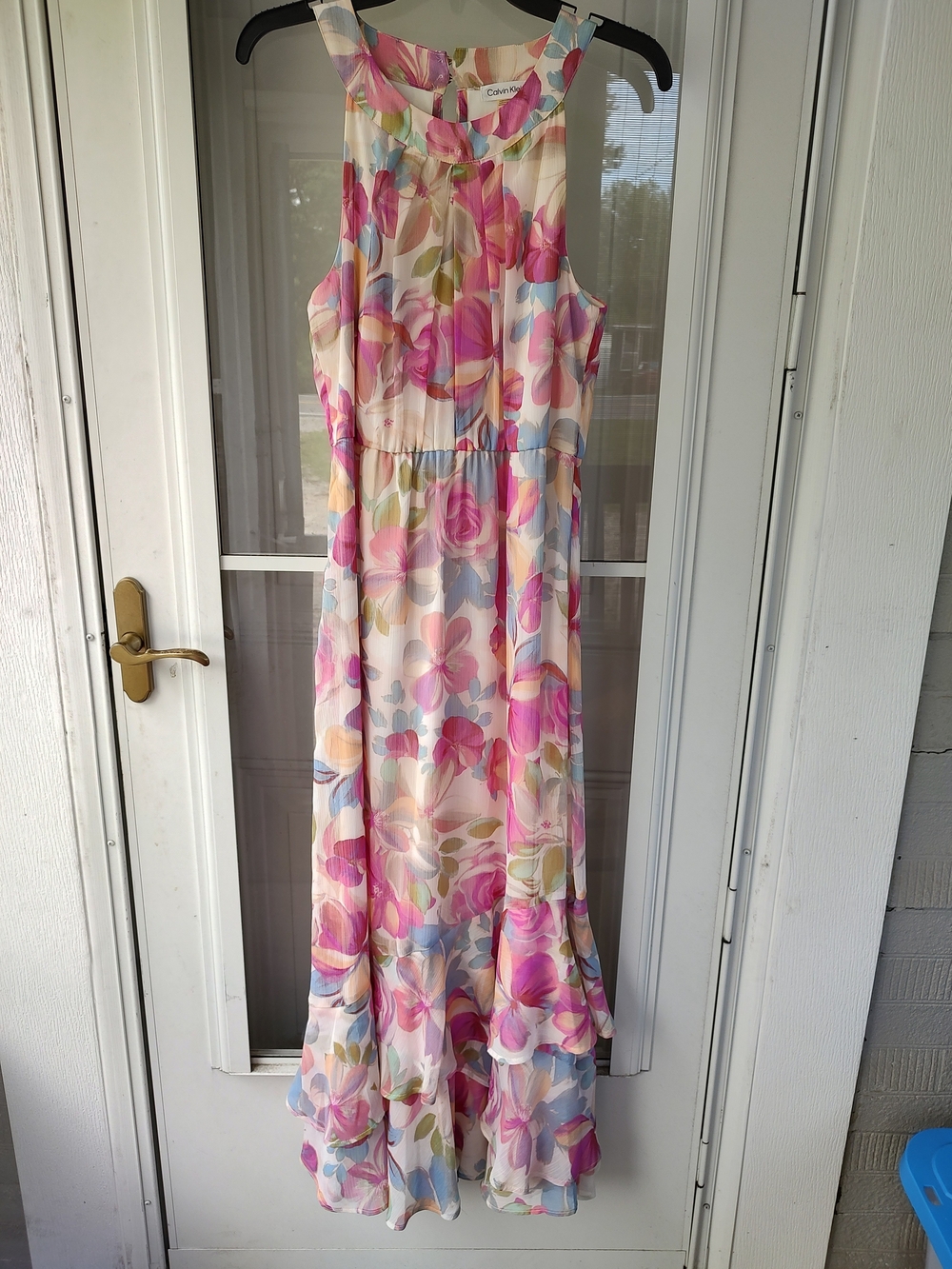 Calvin Klein Floral Maxi Dress in Pink & Pastels